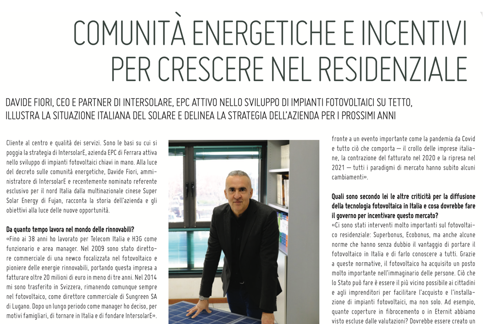 Comunità energetiche e incentivi per crescere nel residenziale